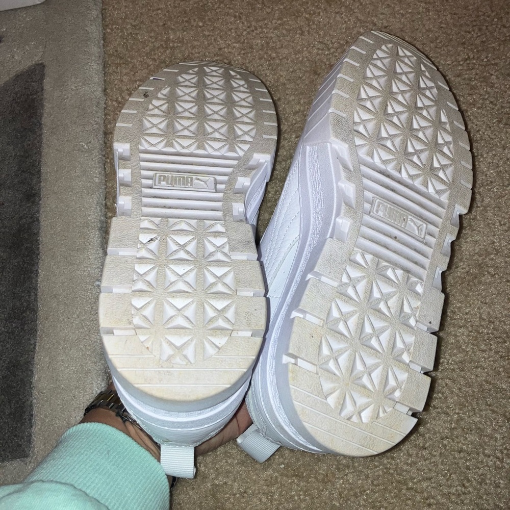 PUMA Women's Mayze White and Gold Platform Sneakers - Picture 7 of 9